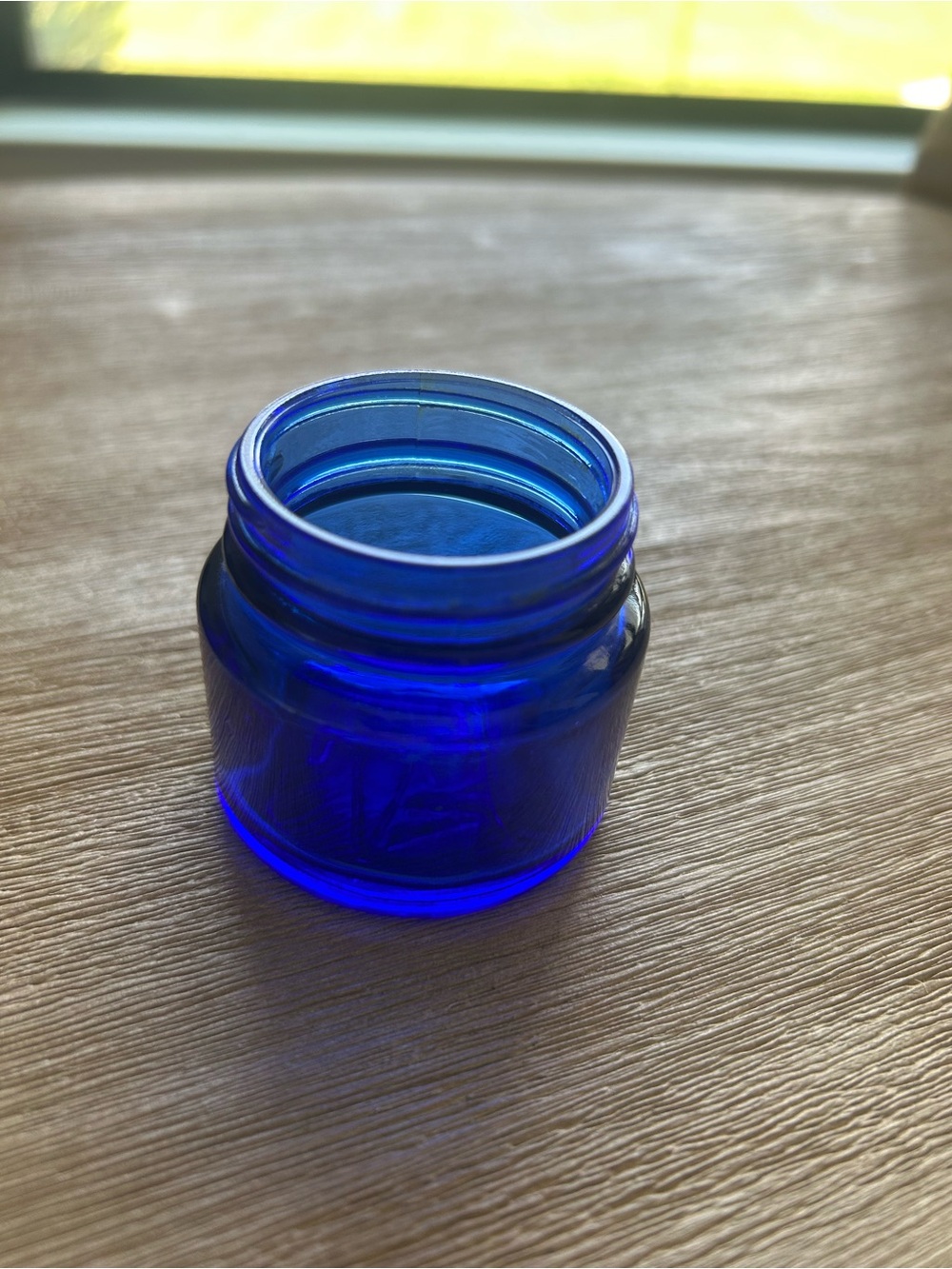 Antique Cobalt Blue Glass Noxzema Apothecary Jar - Great for ring earrings small - Picture 4 of 10